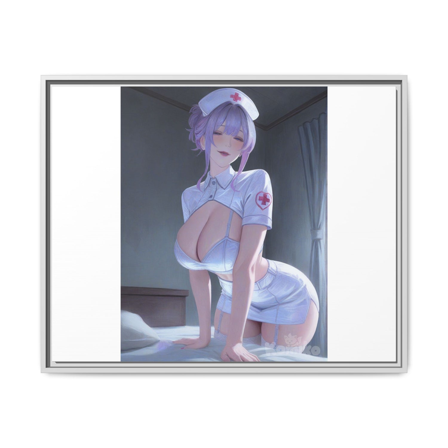 Sexy Anime Nurse Matte Canvas Print (Framed)