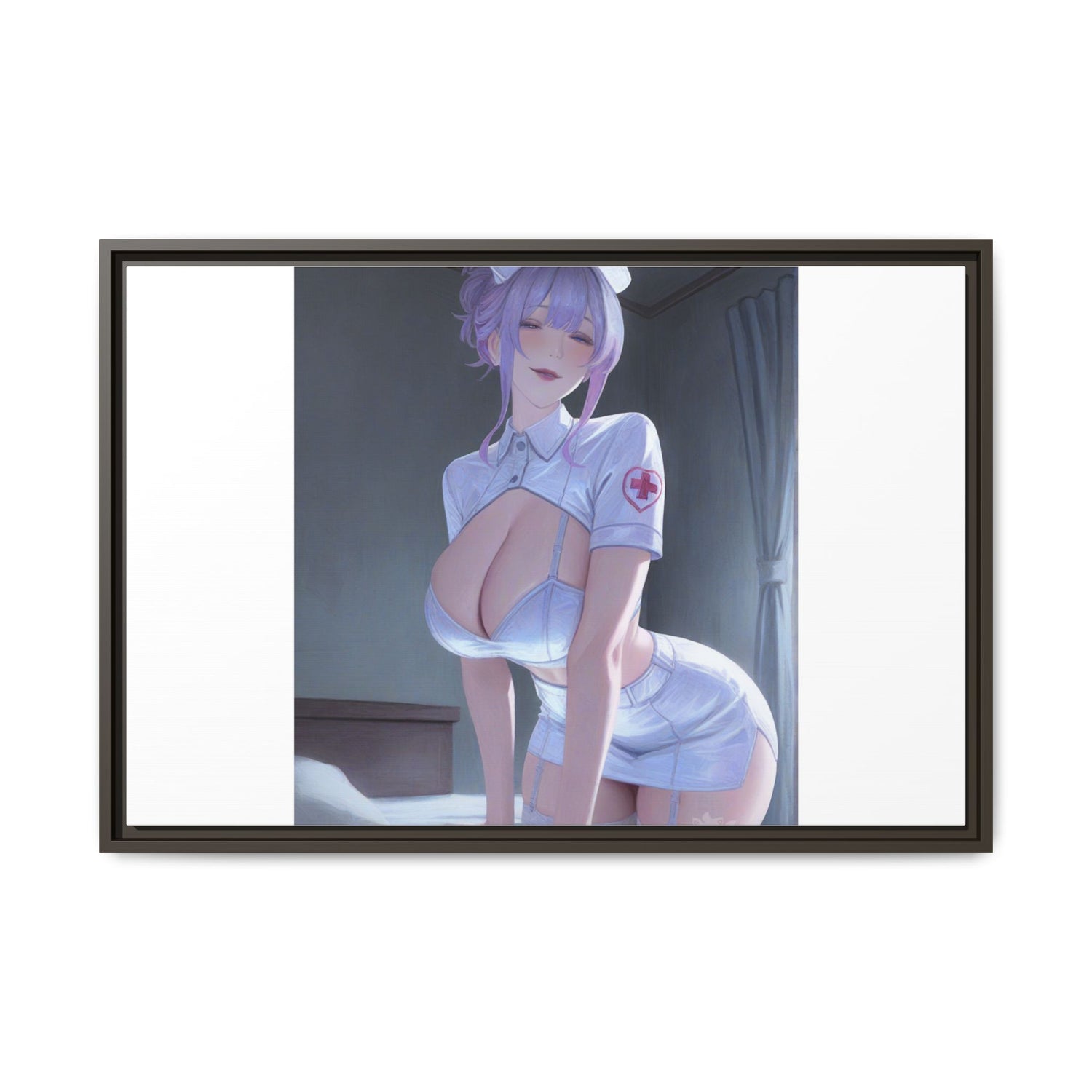 Sexy Anime Nurse Matte Canvas Print (Framed)