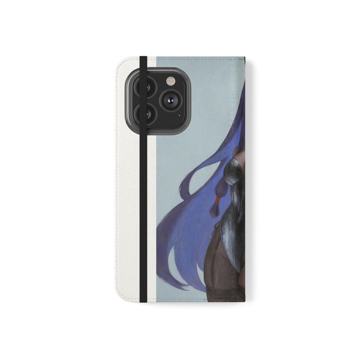 Anime Bunny Girl Flip Case - Purple Long-Haired Character Phone Wallet