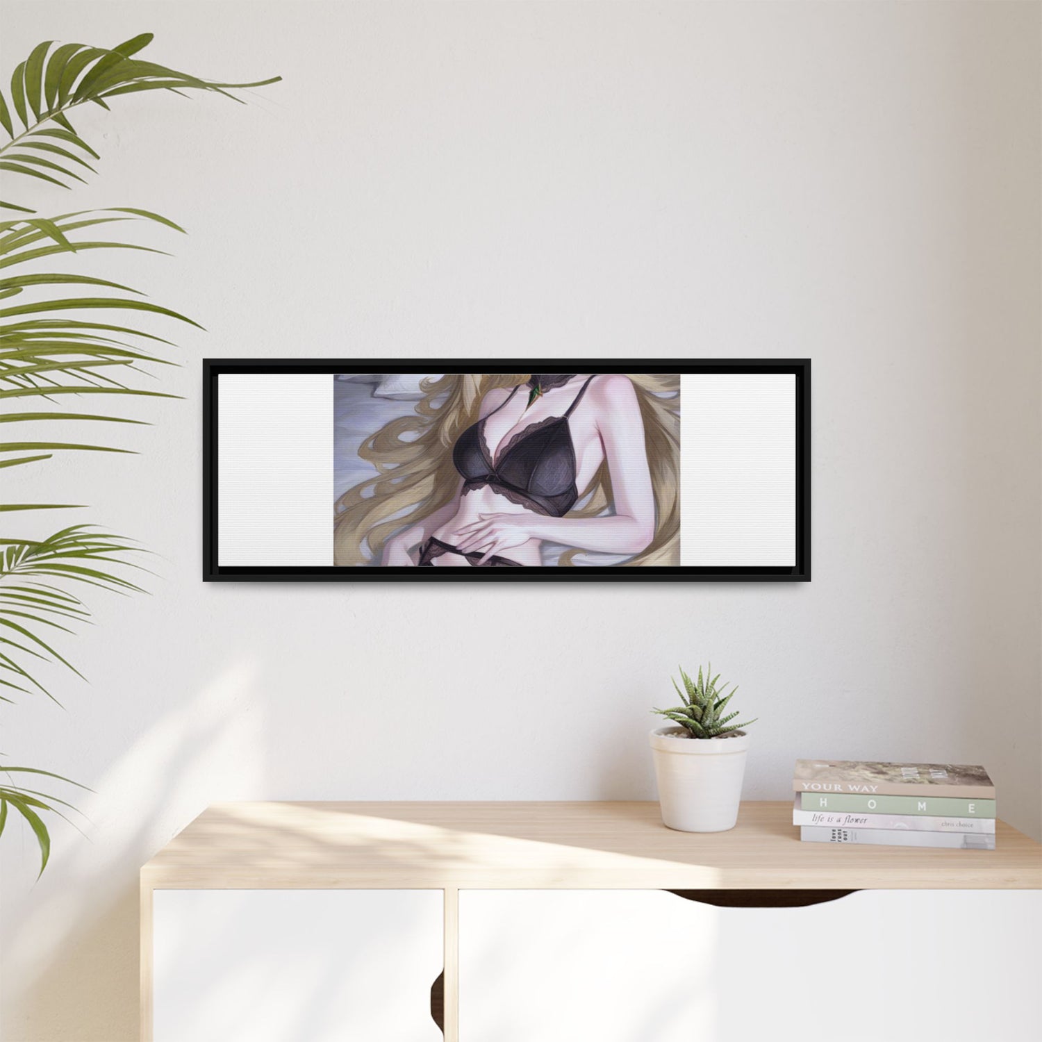Framed Matte Canvas Print — Sleepy Blonde Anime Pinup
