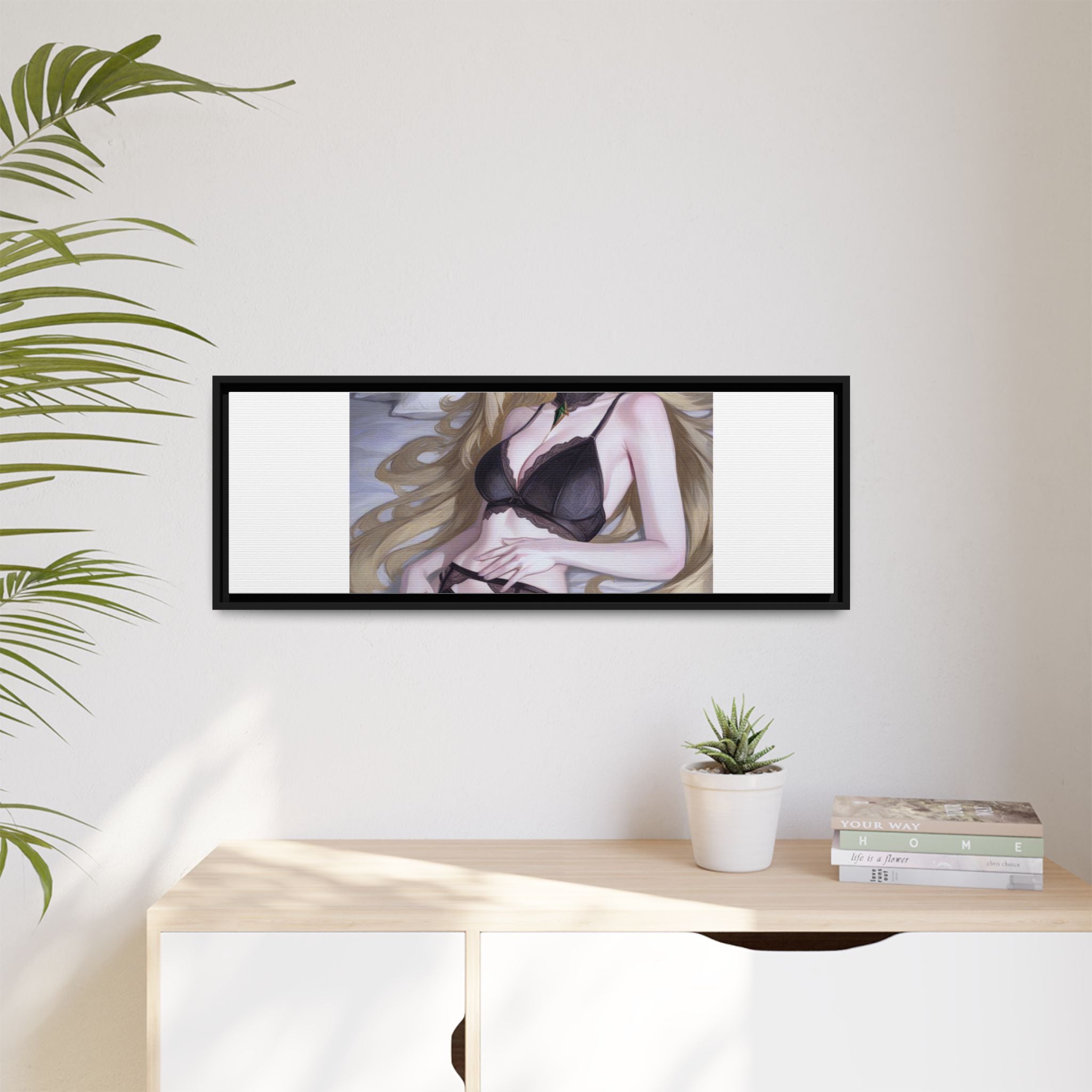Framed Matte Canvas Print — Sleepy Blonde Anime Pinup