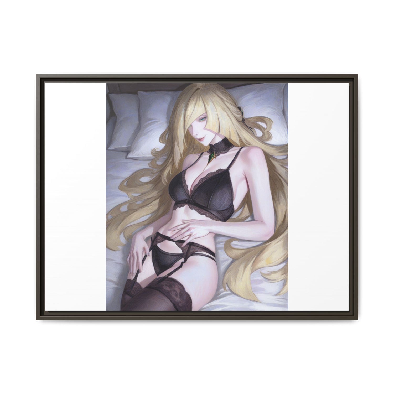 Framed Matte Canvas Print — Sleepy Blonde Anime Pinup