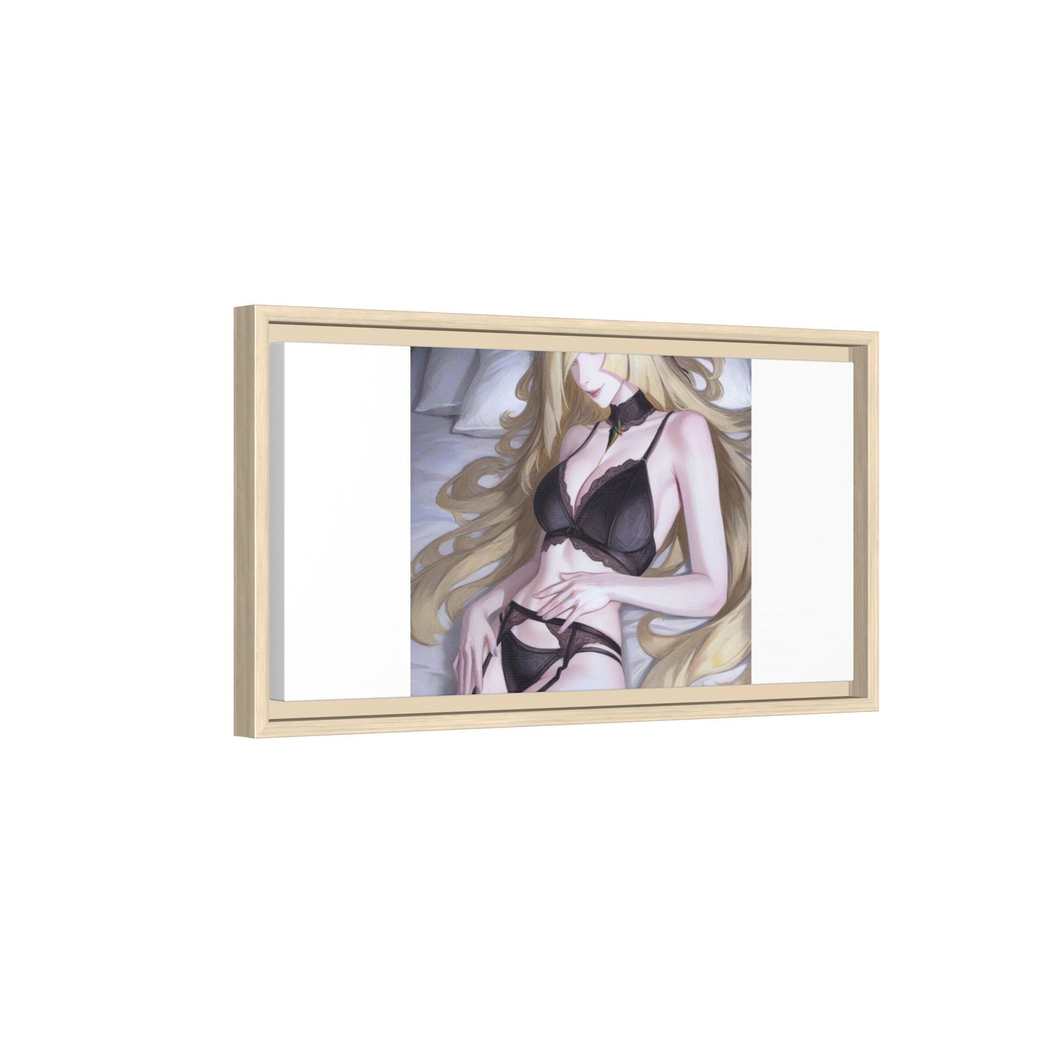 Framed Matte Canvas Print — Sleepy Blonde Anime Pinup