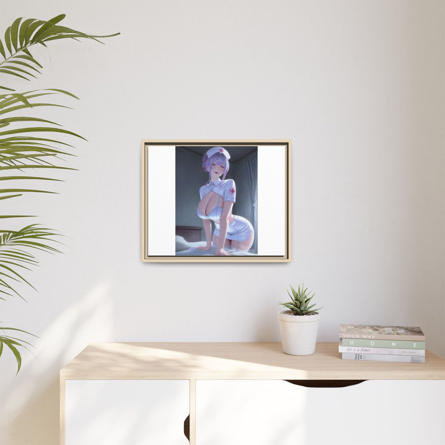 Sexy Anime Nurse Matte Canvas Print (Framed)
