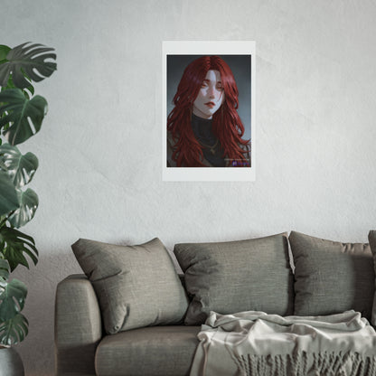 Fine Art Poster — Red-Haired Gothic Portrait, Moody Decorative Wall Art
