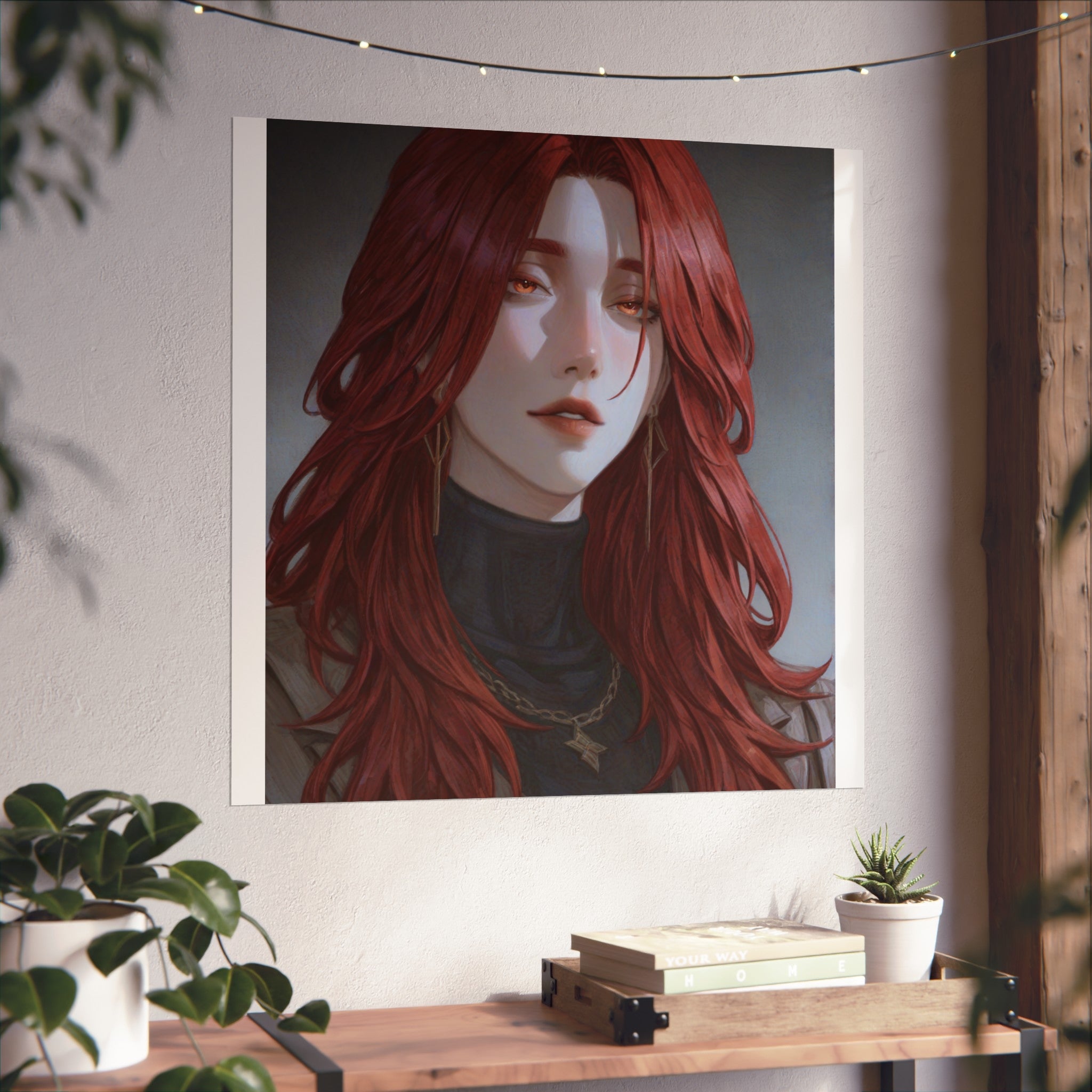 Fine Art Poster — Red-Haired Gothic Portrait, Moody Decorative Wall Art