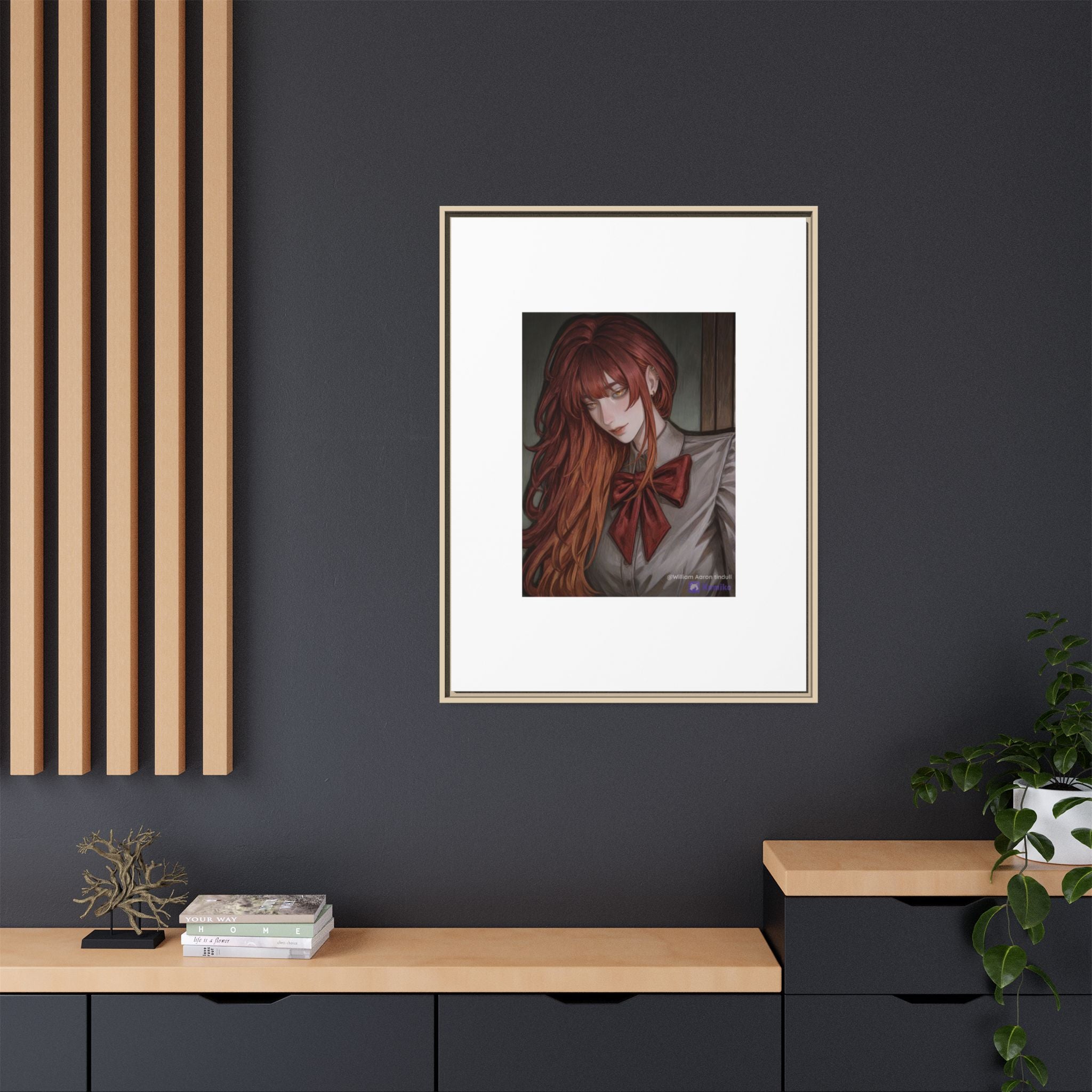 Framed Matte Canvas Print — Gothic Redhead Portrait