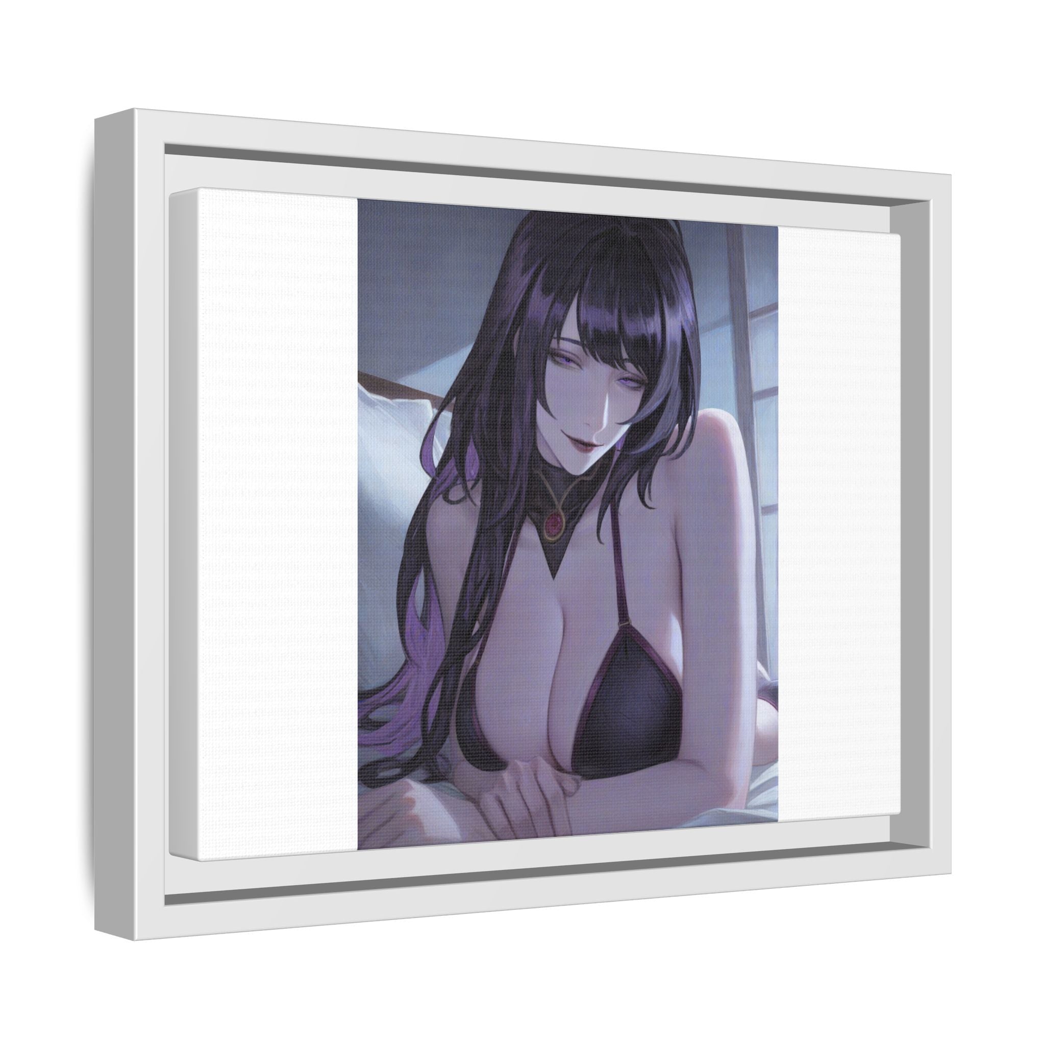 Framed Matte Canvas Print — Moody Anime Woman Portrait