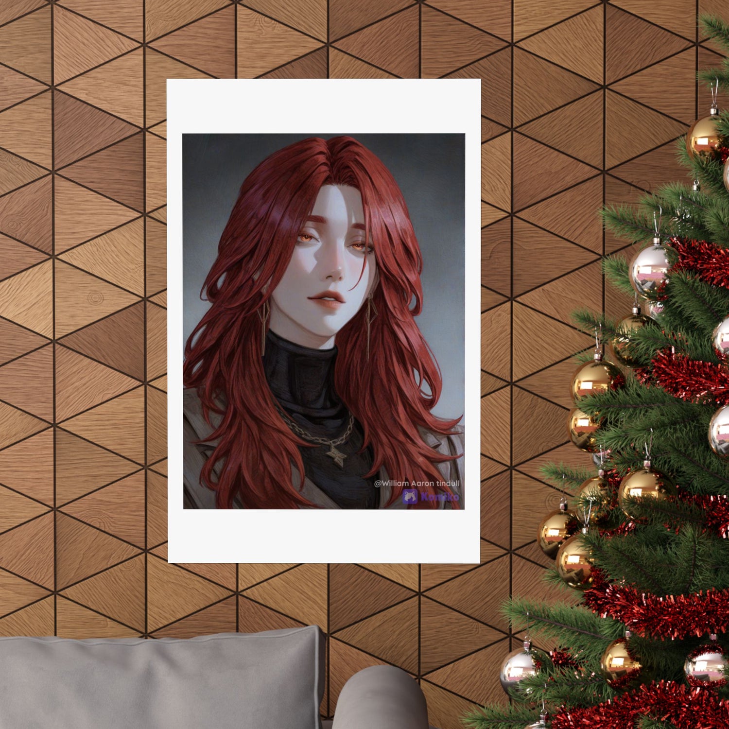 Red-Haired Muse Matte Vertical Poster — Moody Portrait Art Print