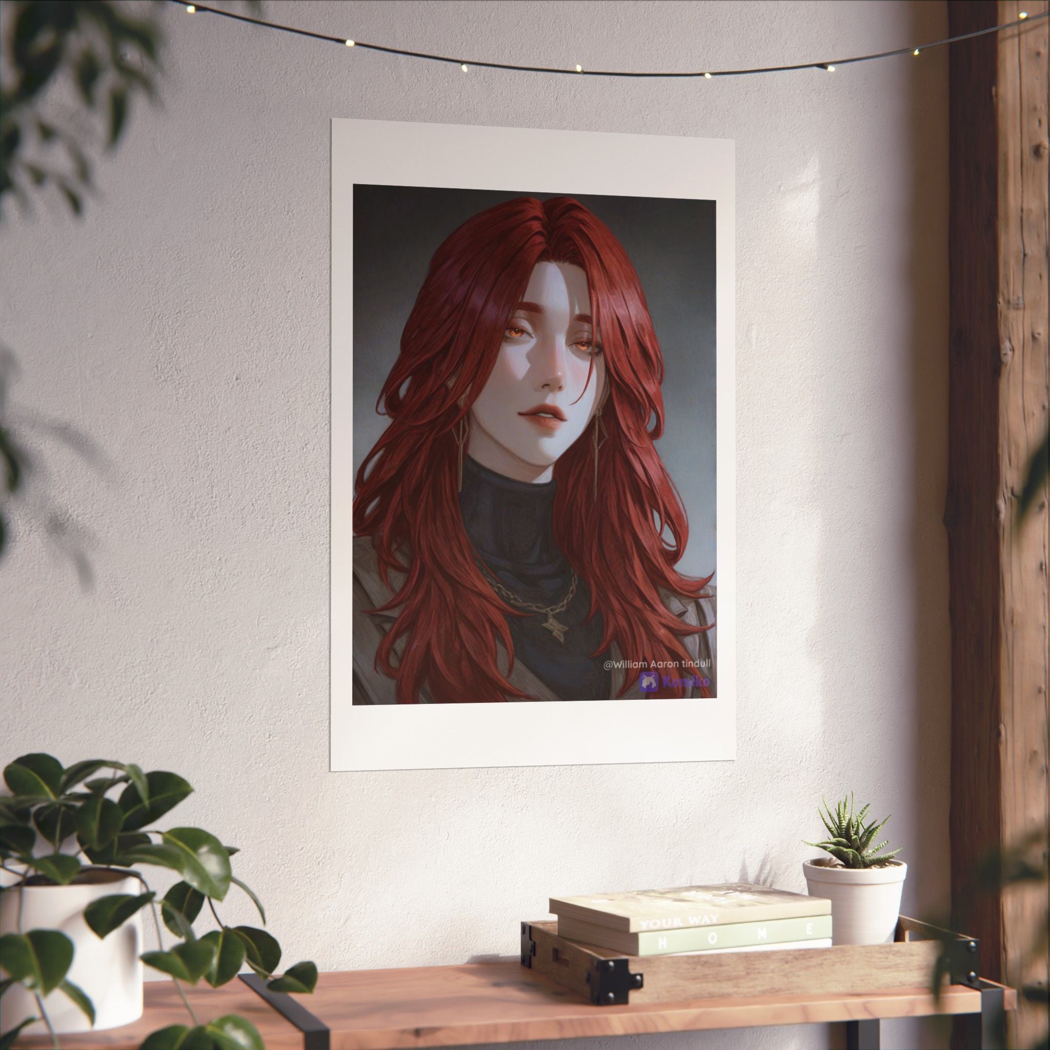 Red-Haired Muse Matte Vertical Poster — Moody Portrait Art Print