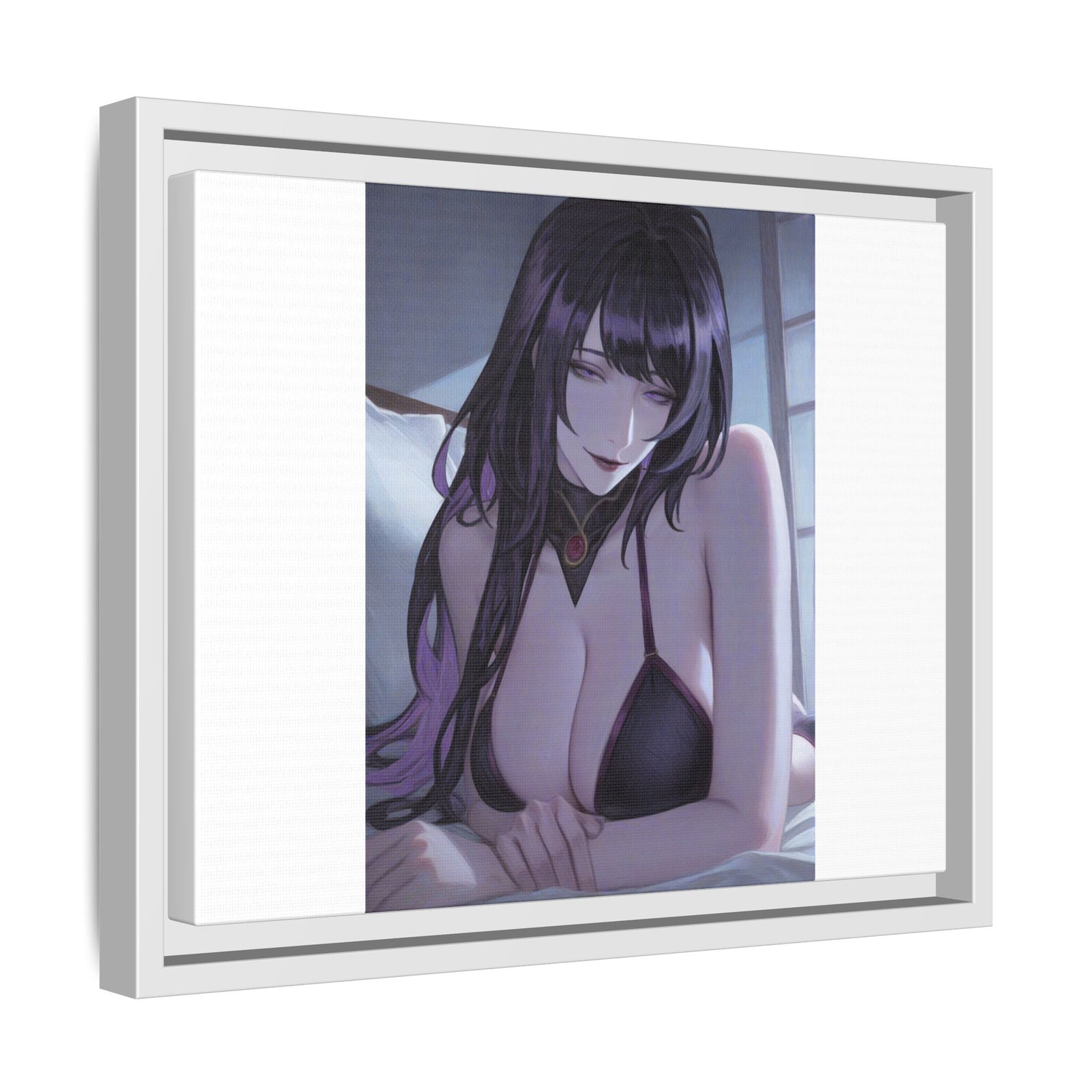 Framed Matte Canvas Print — Moody Anime Woman Portrait