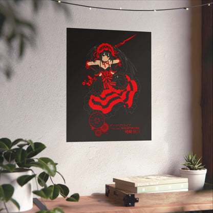 Anime Gothic Poster — Red &amp; Black Kurumi Nightcore Matte Vertical Print