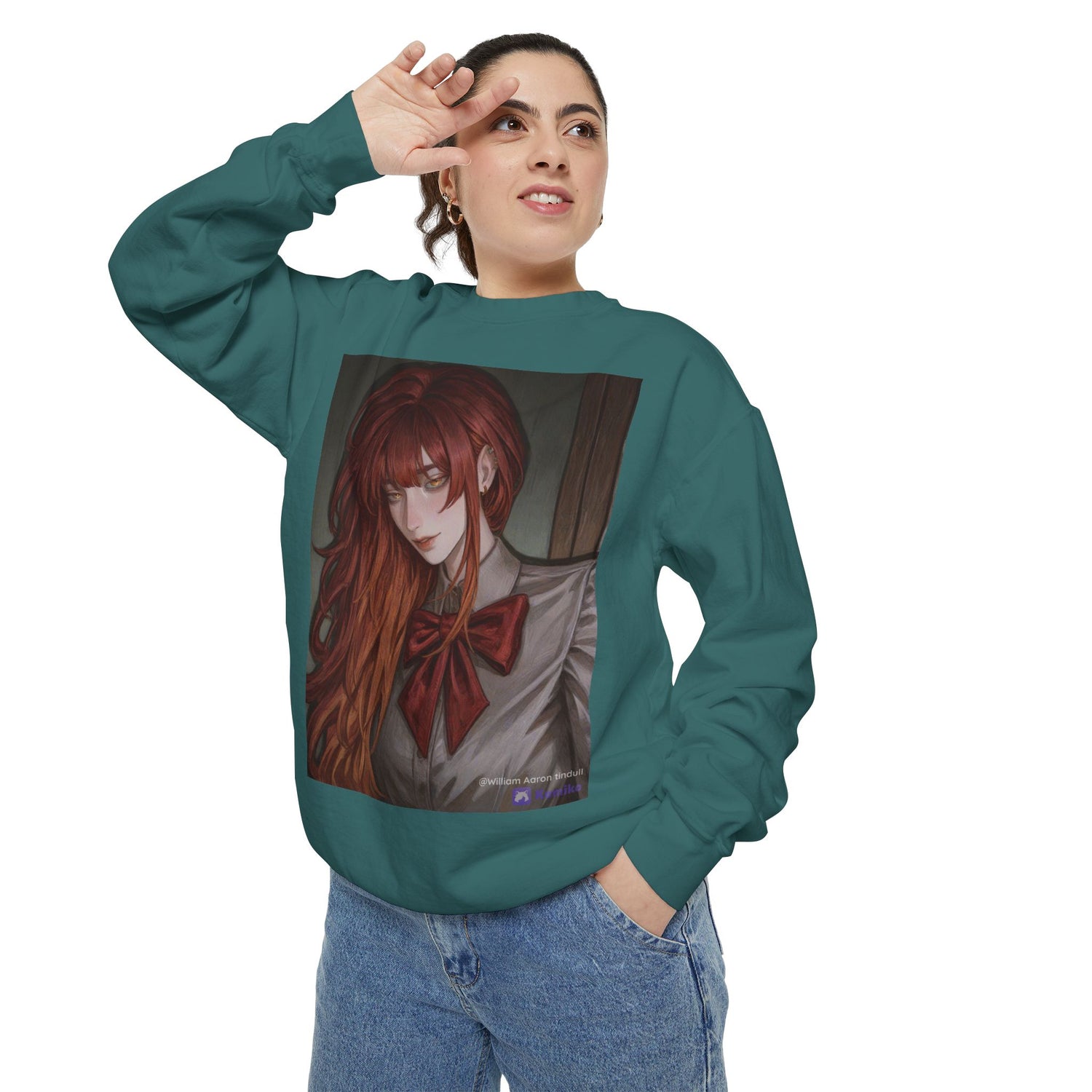 Anime Red-Headed Girl Sweatshirt — Gothic Schoolgirl Art Pullover