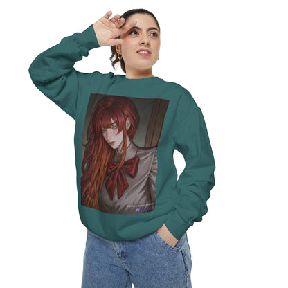 Anime Red-Headed Girl Sweatshirt — Gothic Schoolgirl Art Pullover