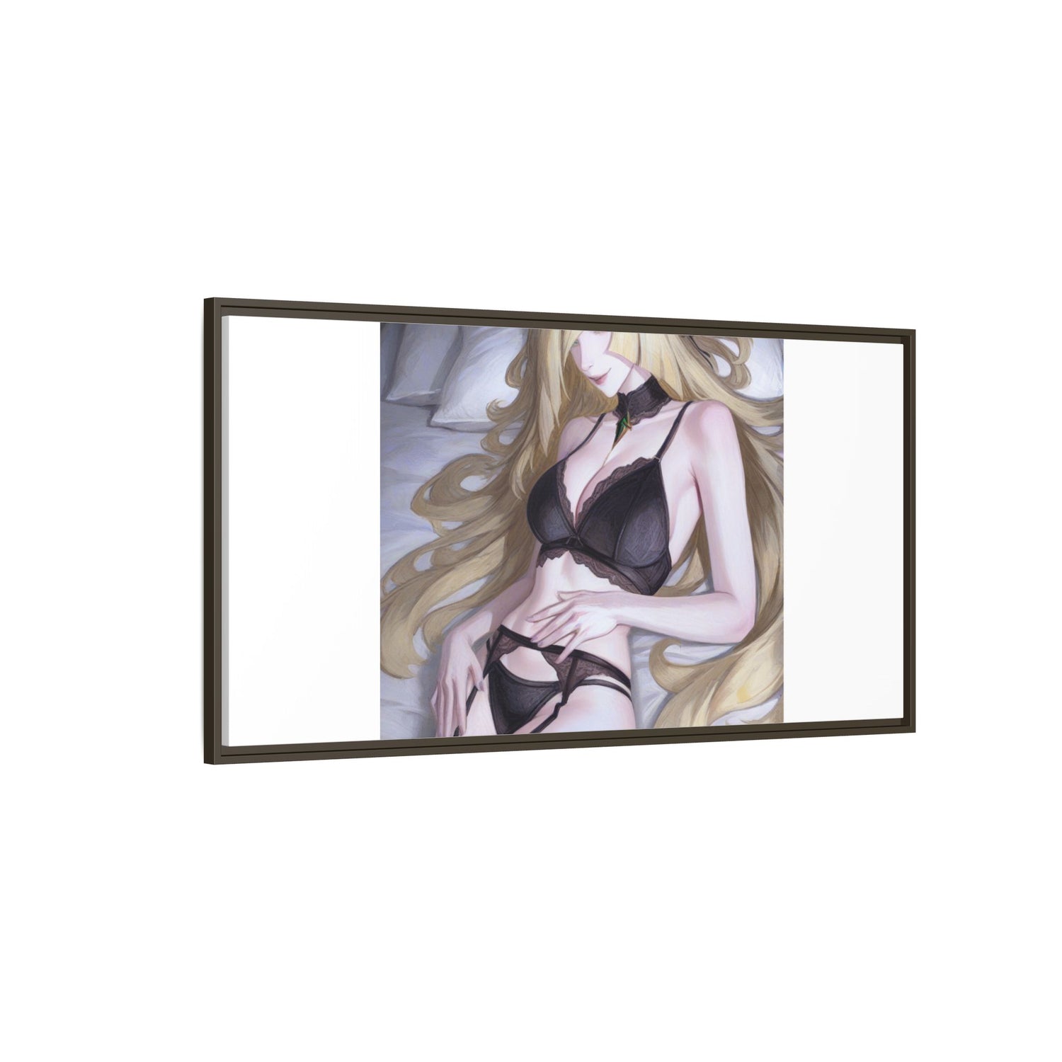 Framed Matte Canvas Print — Sleepy Blonde Anime Pinup