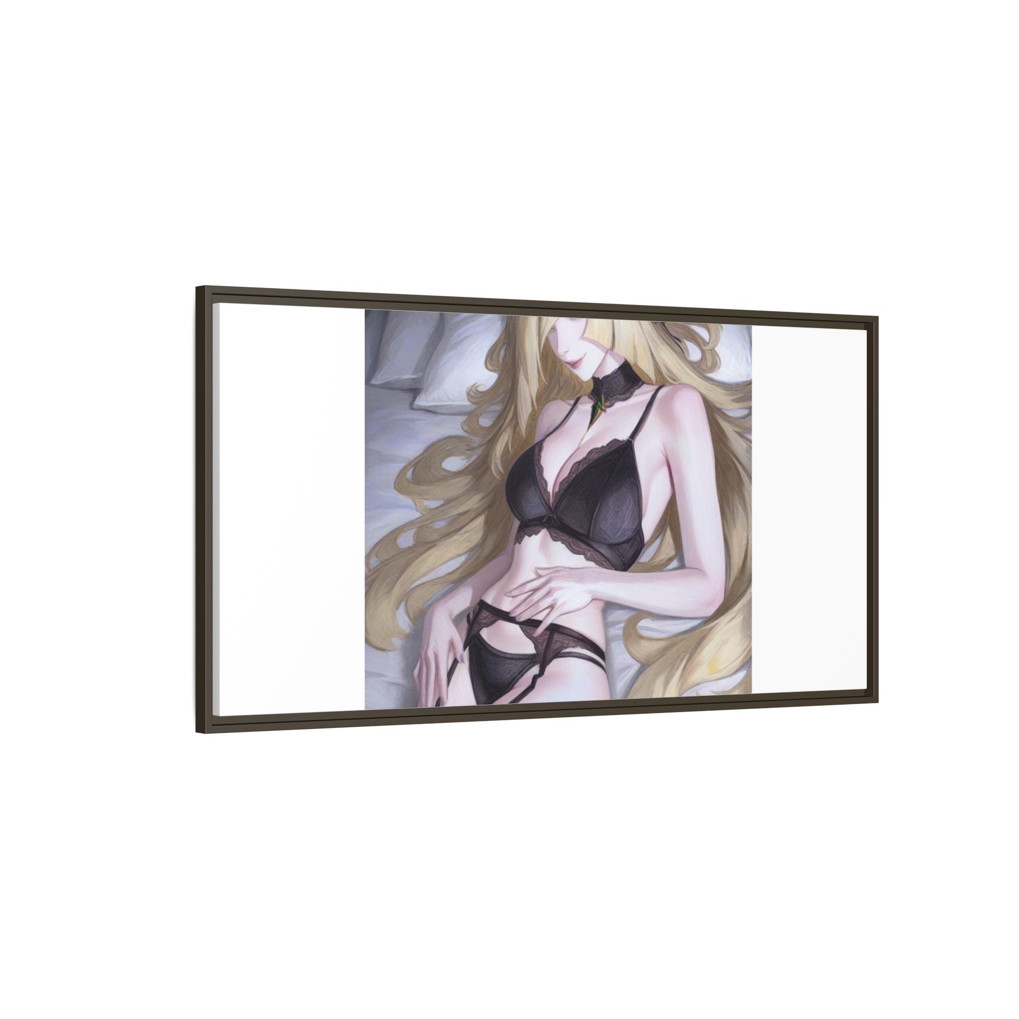 Framed Matte Canvas Print — Sleepy Blonde Anime Pinup