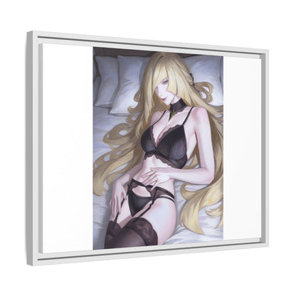 Framed Matte Canvas Print — Sleepy Blonde Anime Pinup