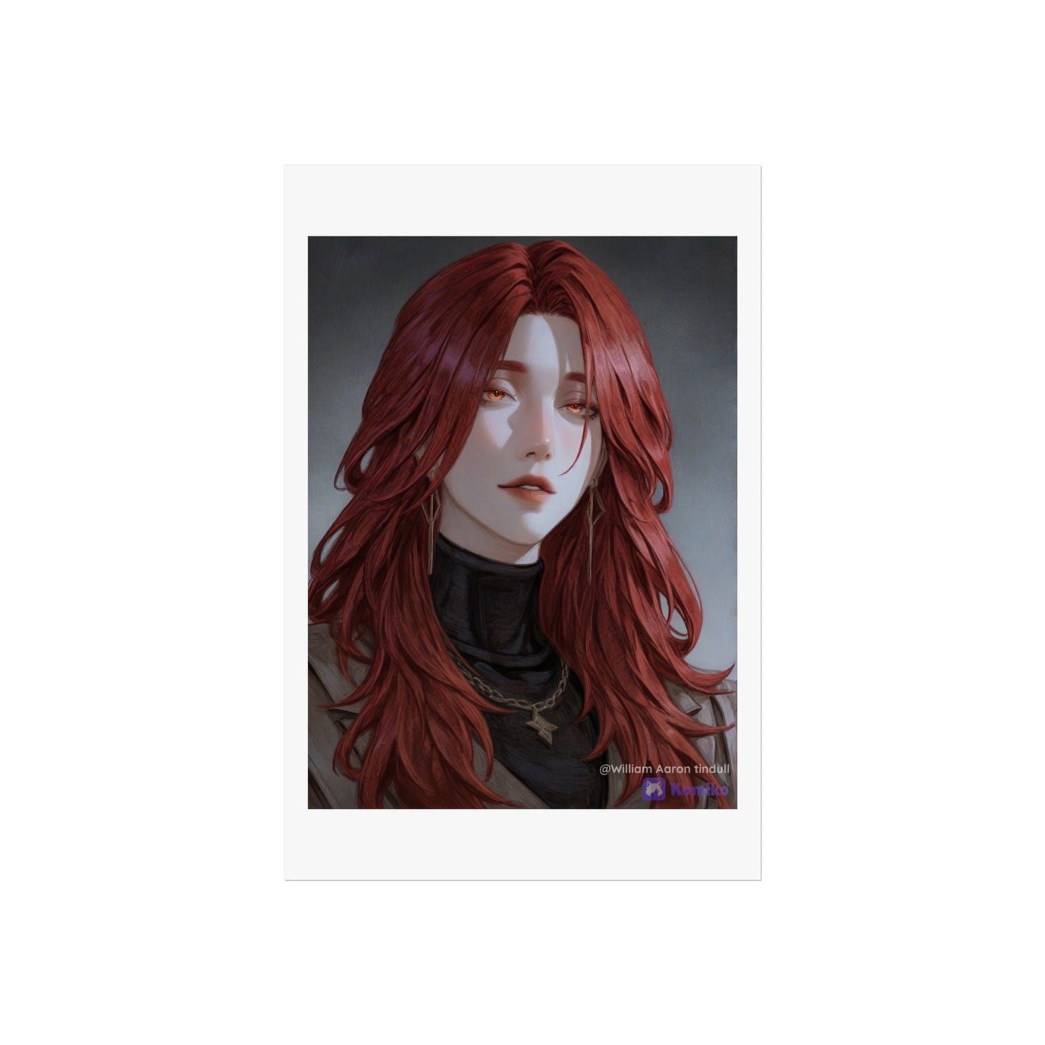 Fine Art Poster — Red-Haired Gothic Portrait, Moody Decorative Wall Art