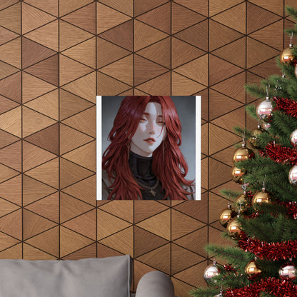 Red-Haired Muse Matte Vertical Poster — Moody Portrait Art Print