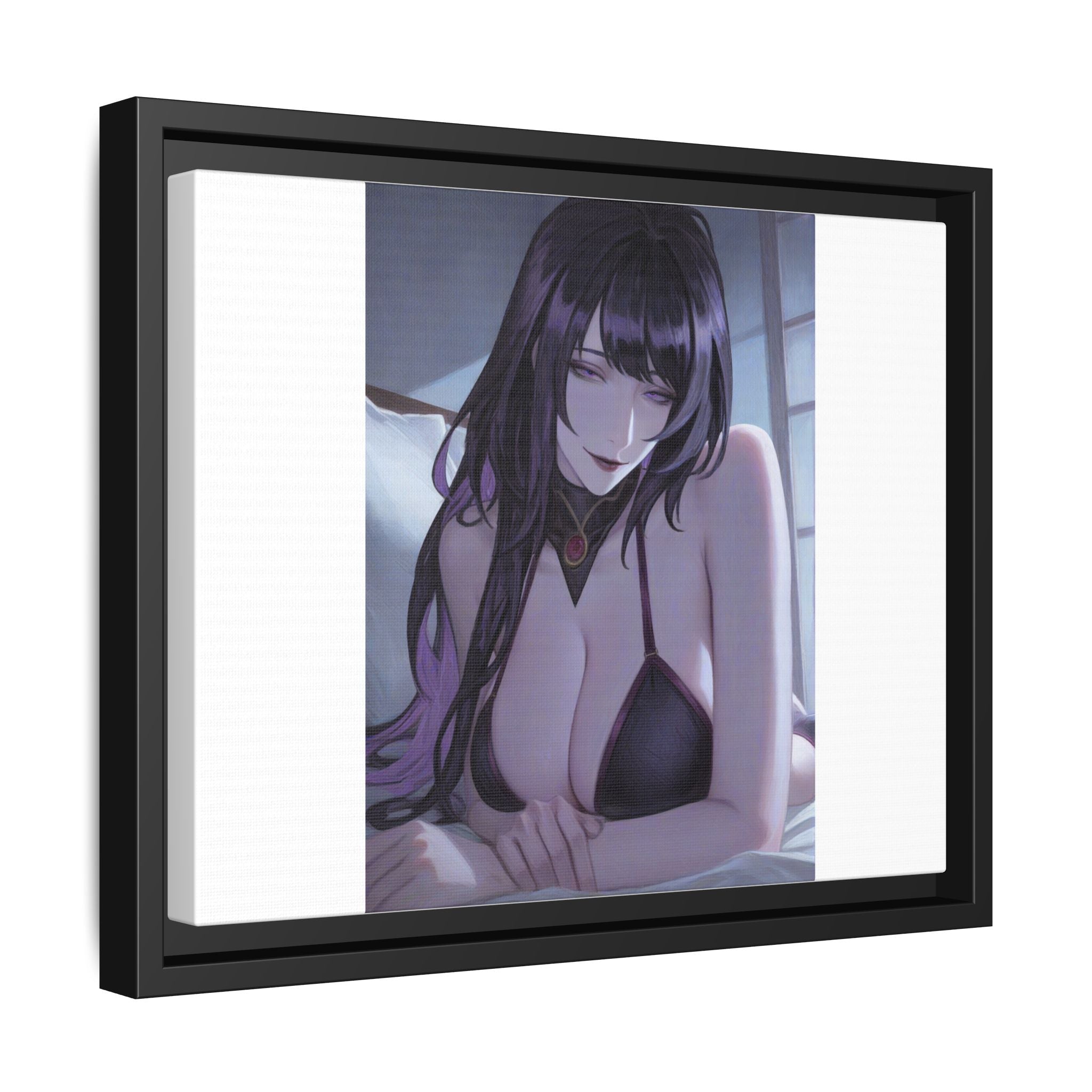 Framed Matte Canvas Print — Moody Anime Woman Portrait