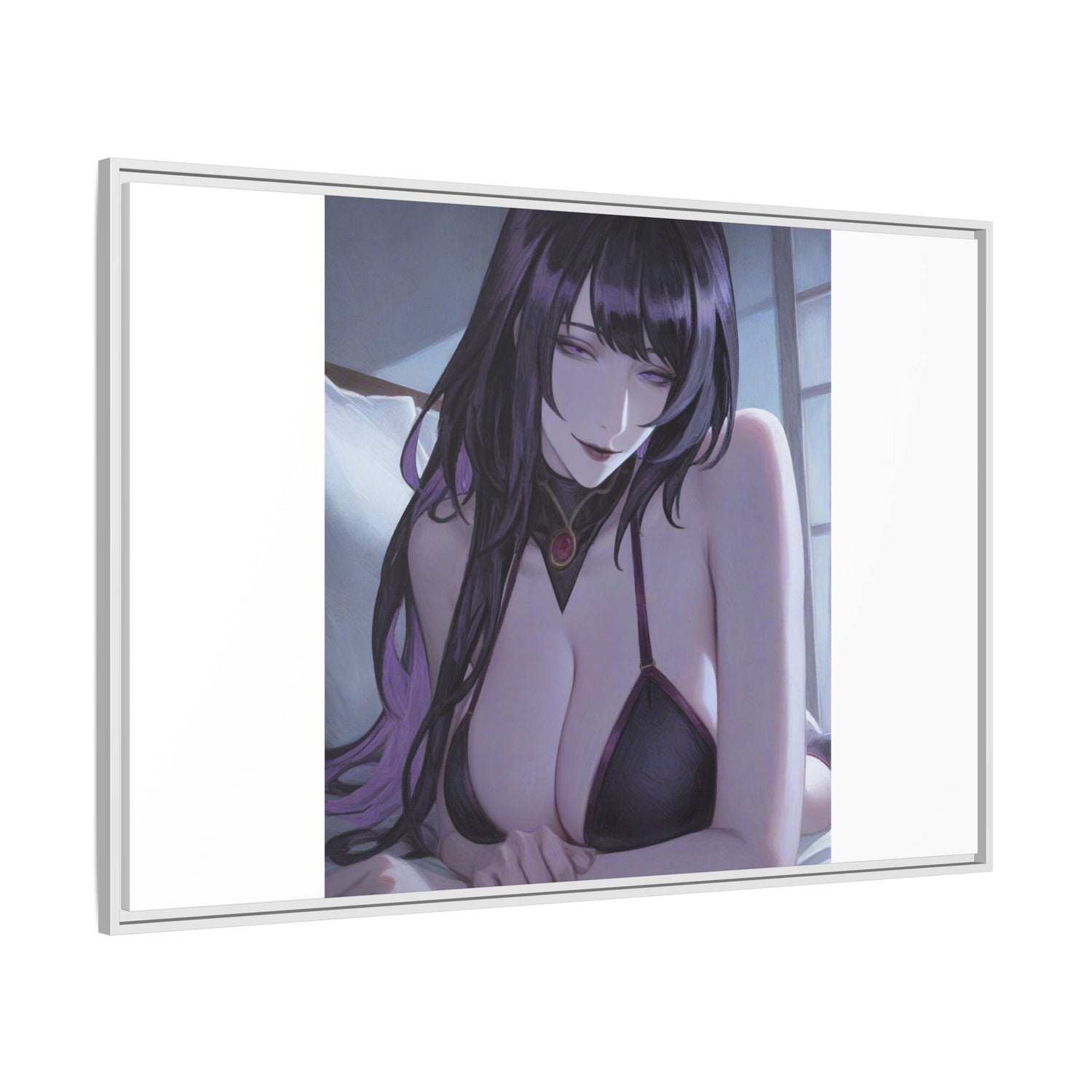 Framed Matte Canvas Print — Moody Anime Woman Portrait