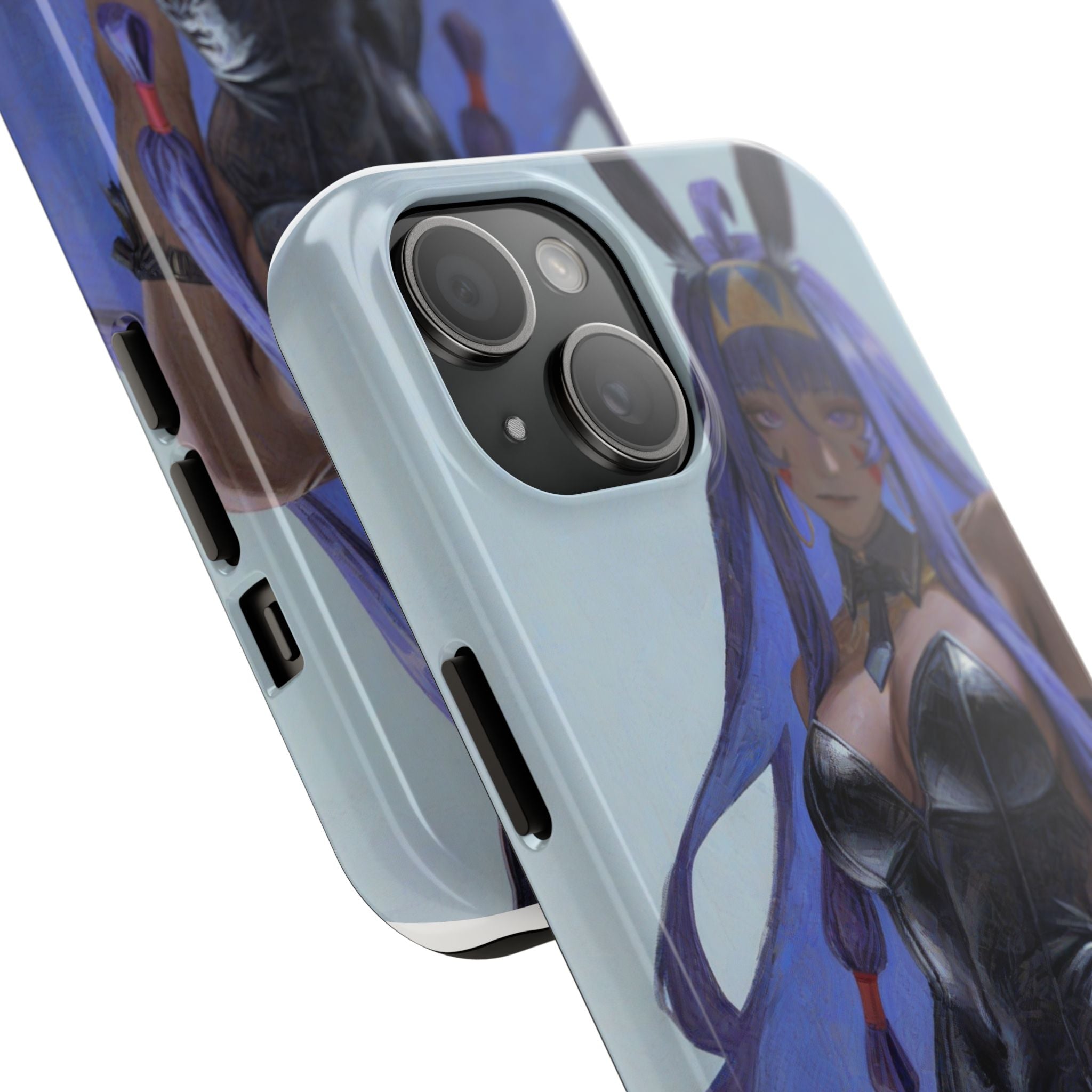 Bunny Girl Tough Phone Case — Anime Purple-Haired Character Protective Cover