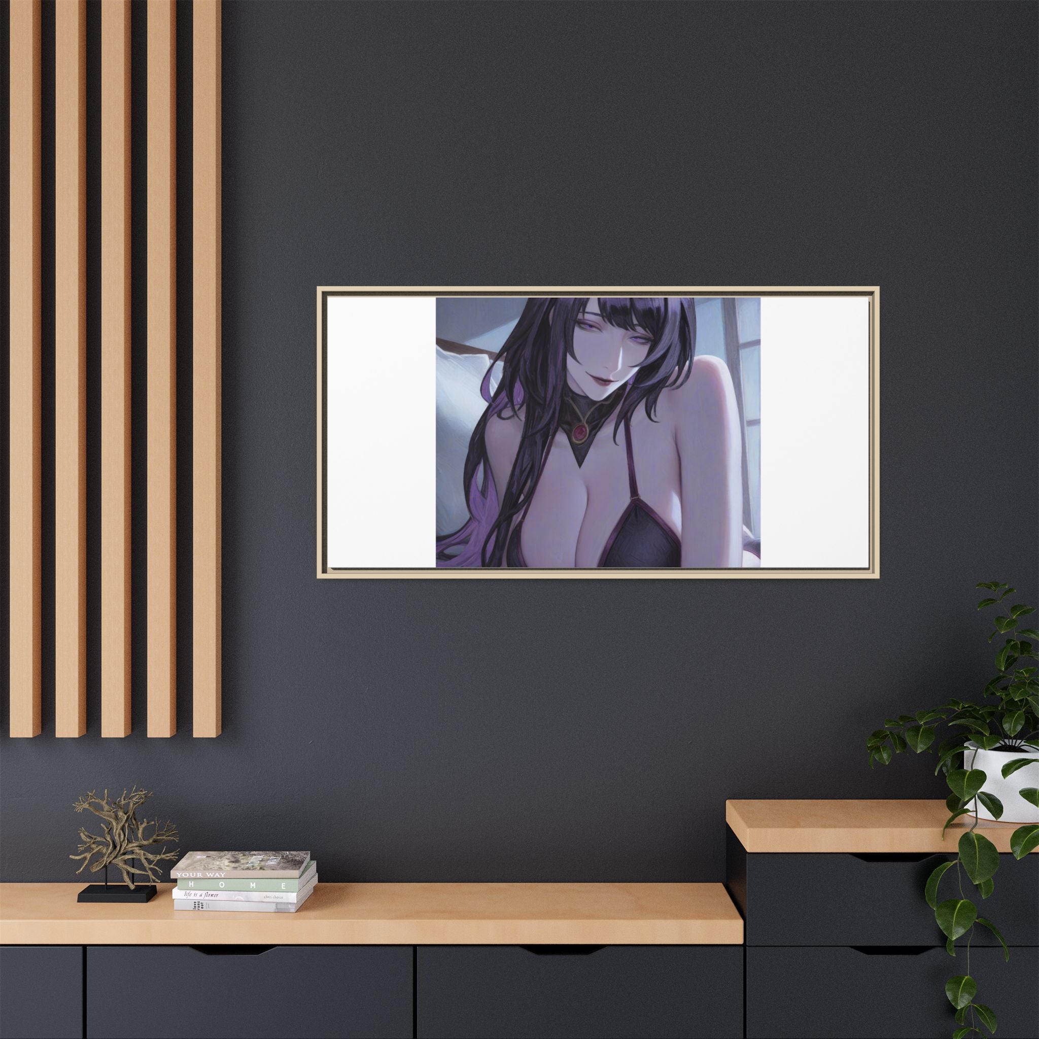 Framed Matte Canvas Print — Moody Anime Woman Portrait