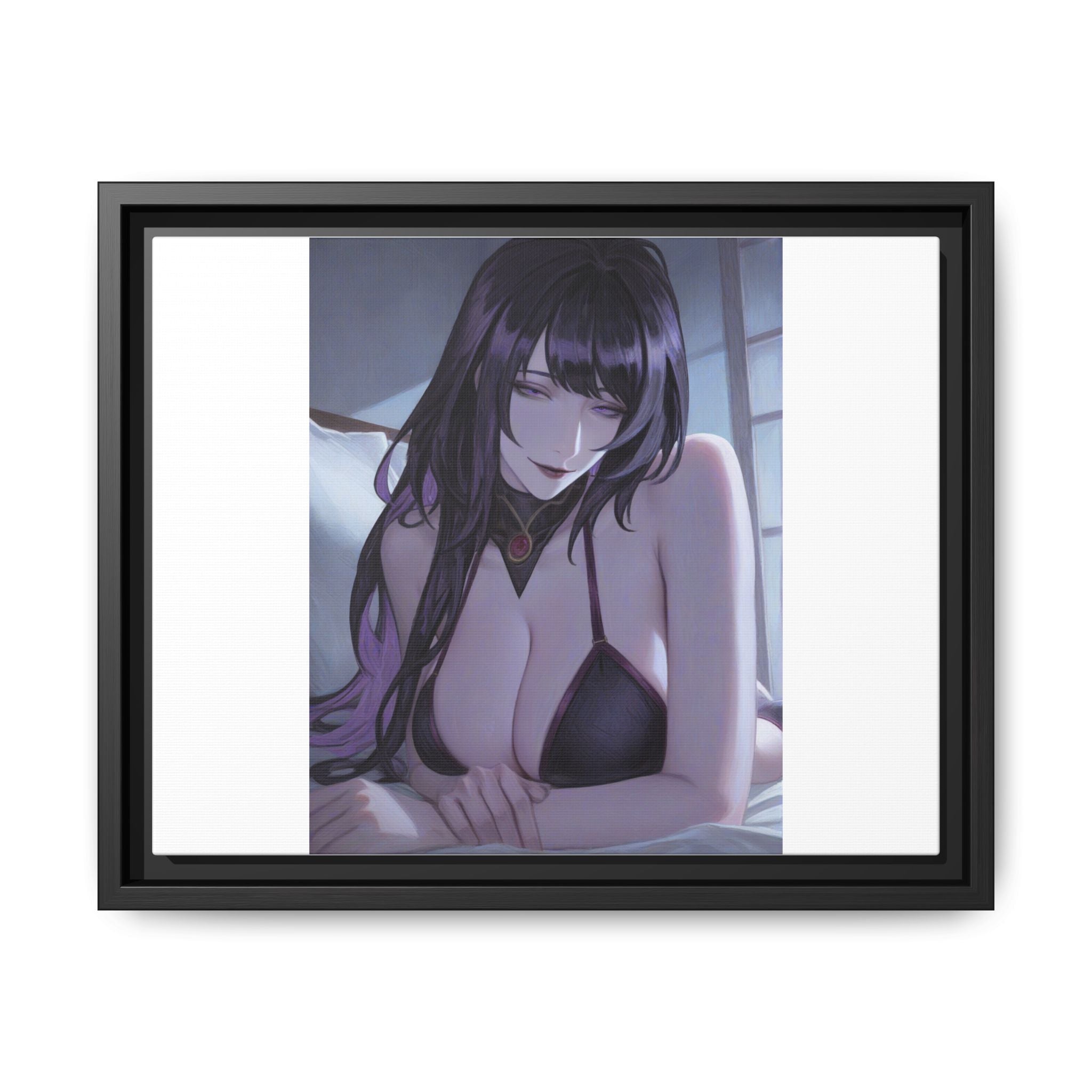 Framed Matte Canvas Print — Moody Anime Woman Portrait