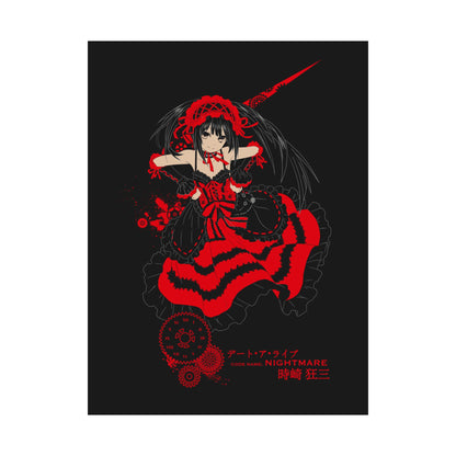 Anime Gothic Poster — Red &amp; Black Kurumi Nightcore Matte Vertical Print