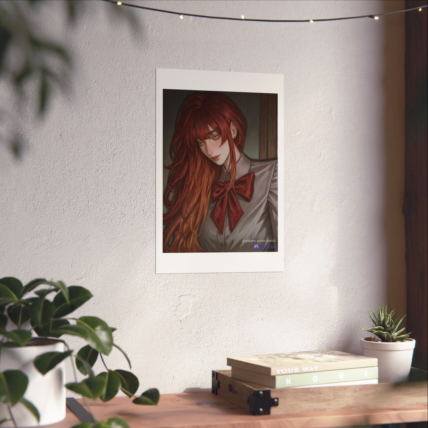 Matte Vertical Poster — Red‑Haired Anime Girl Portrait