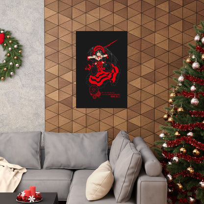 Anime Gothic Poster — Red &amp; Black Kurumi Nightcore Matte Vertical Print
