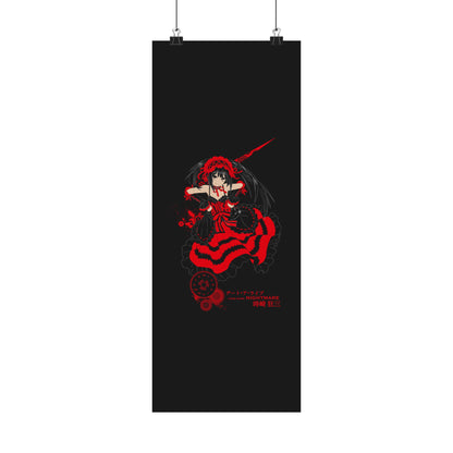 Anime Gothic Poster — Red &amp; Black Kurumi Nightcore Matte Vertical Print