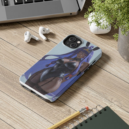 Bunny Girl Tough Phone Case — Anime Purple-Haired Character Protective Cover