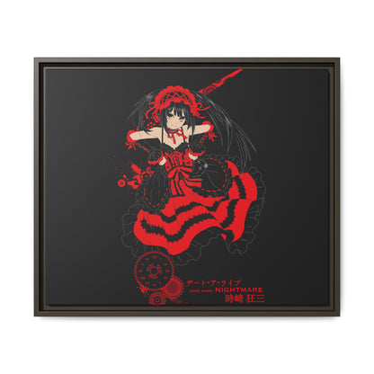 Anime Warrior Red Black Matte Canvas Print — Framed Wall Art