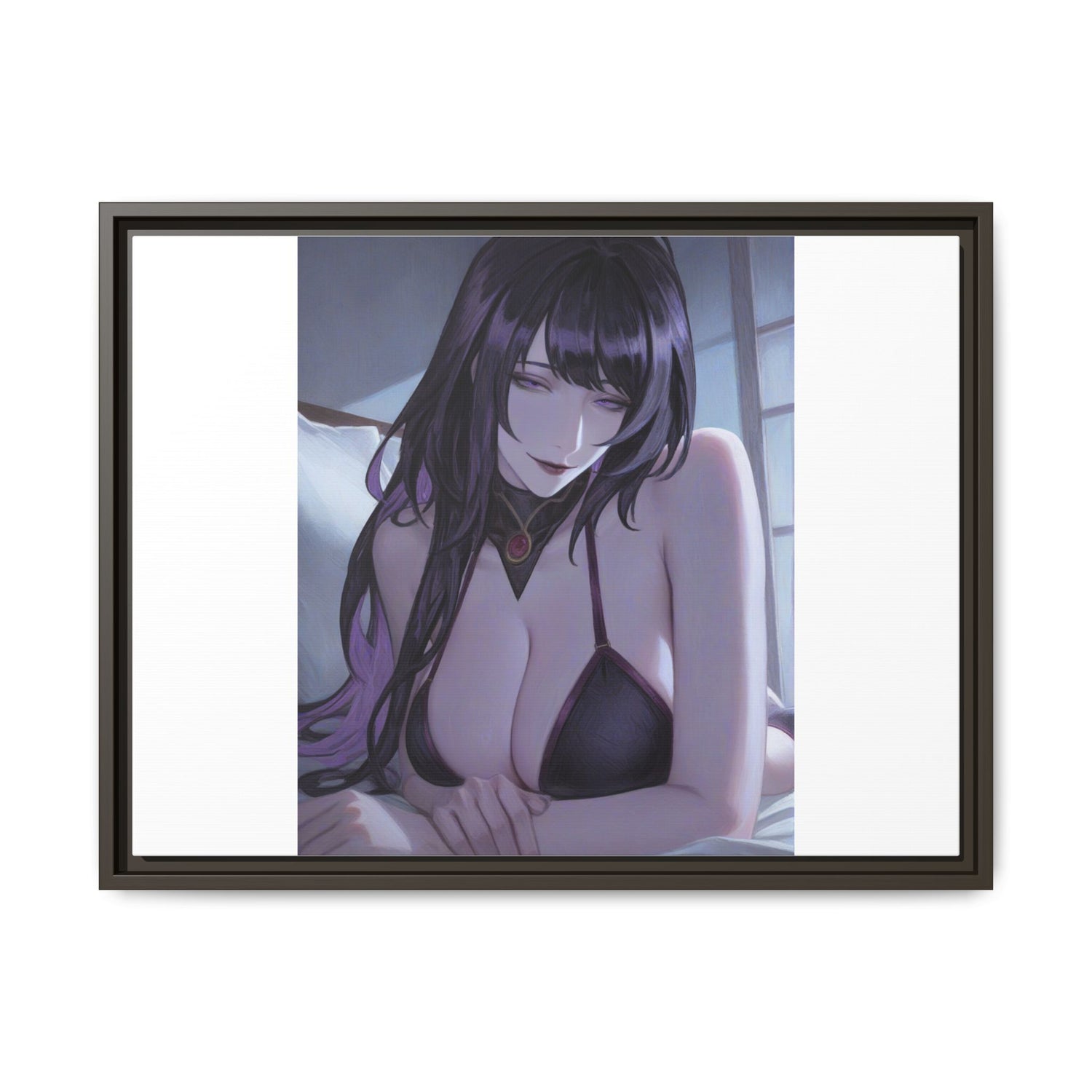 Framed Matte Canvas Print — Moody Anime Woman Portrait