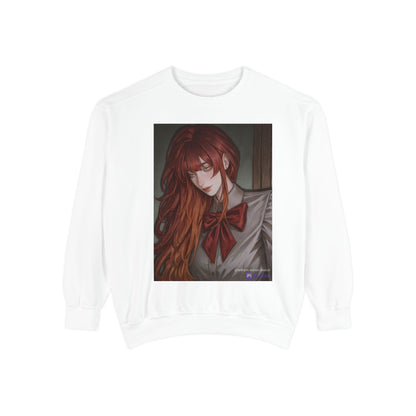 Anime Red-Headed Girl Sweatshirt — Gothic Schoolgirl Art Pullover