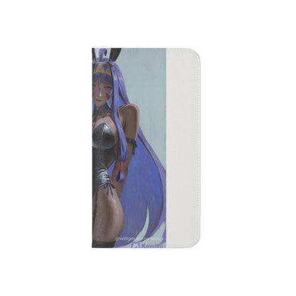 Anime Bunny Girl Flip Case - Purple Long-Haired Character Phone Wallet
