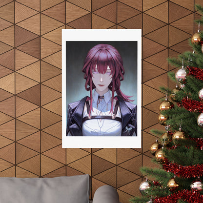Anime Portrait Poster — Moody Red‑Haired Character Matte Vertical Art Print