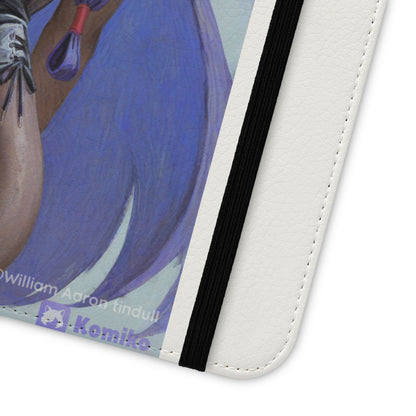 Anime Bunny Girl Flip Case - Purple Long-Haired Character Phone Wallet