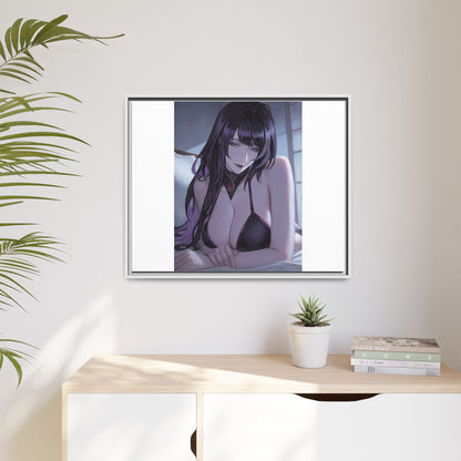 Framed Matte Canvas Print — Moody Anime Woman Portrait