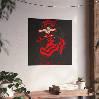 Anime Gothic Poster — Red &amp; Black Kurumi Nightcore Matte Vertical Print