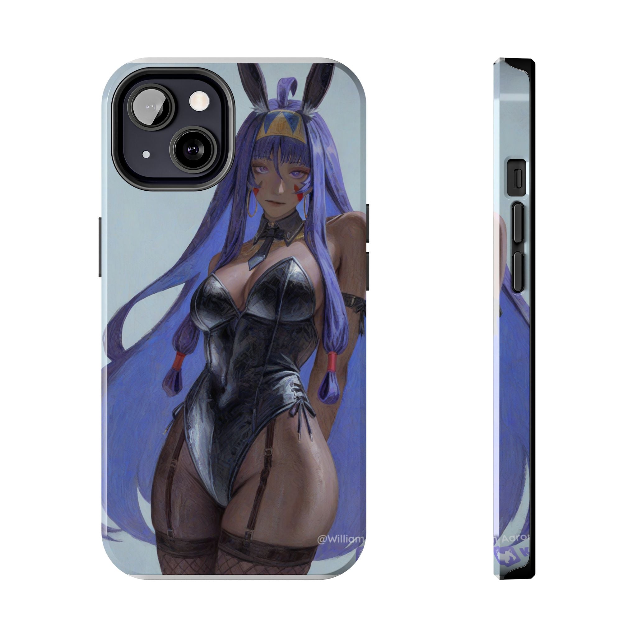 Bunny Girl Tough Phone Case — Anime Purple-Haired Character Protective Cover