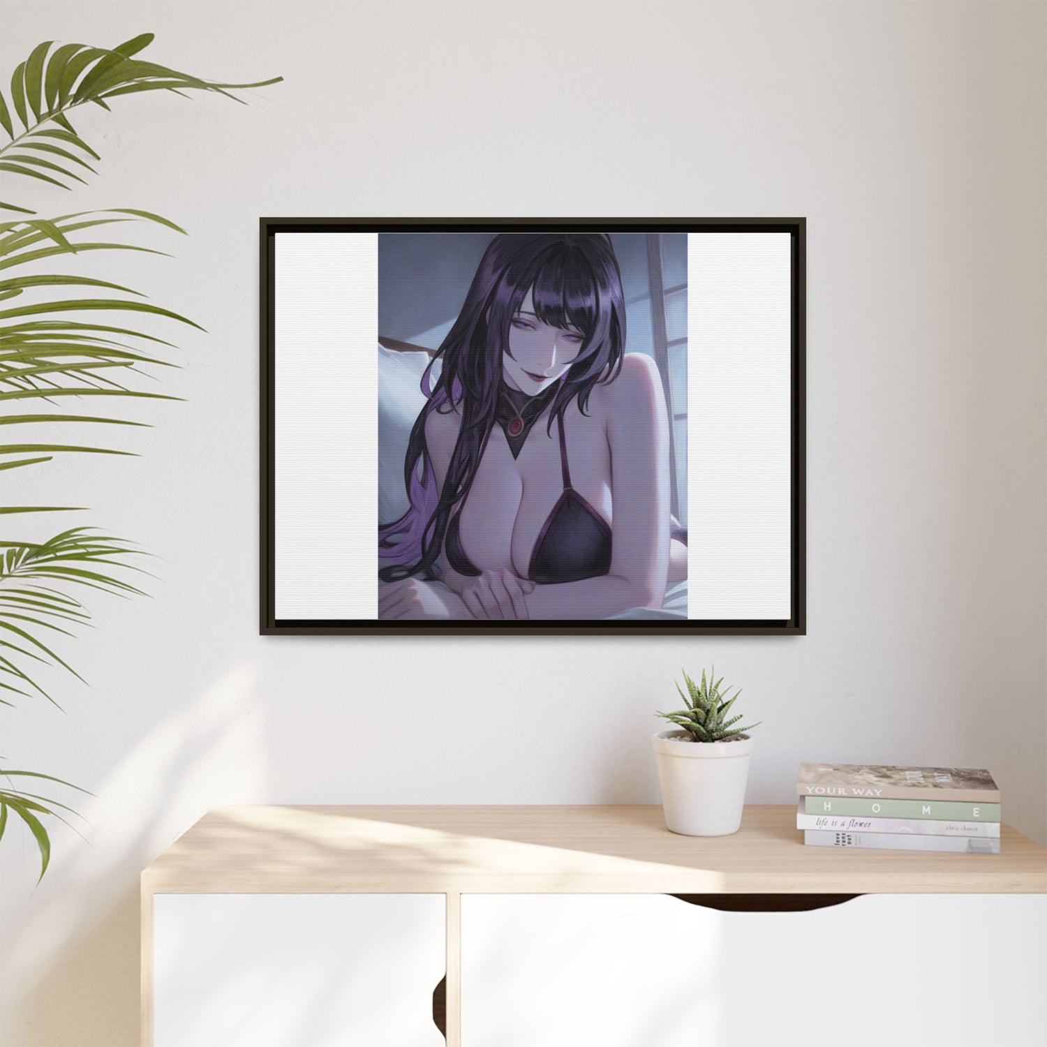 Framed Matte Canvas Print — Moody Anime Woman Portrait