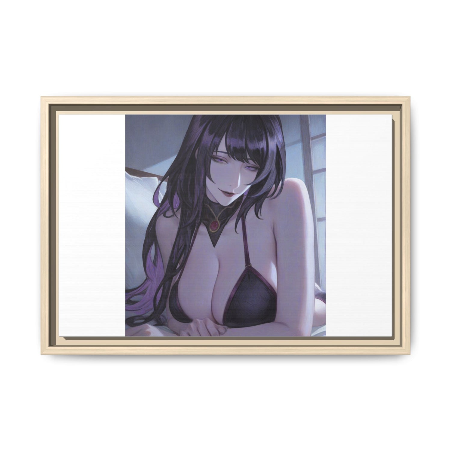 Framed Matte Canvas Print — Moody Anime Woman Portrait