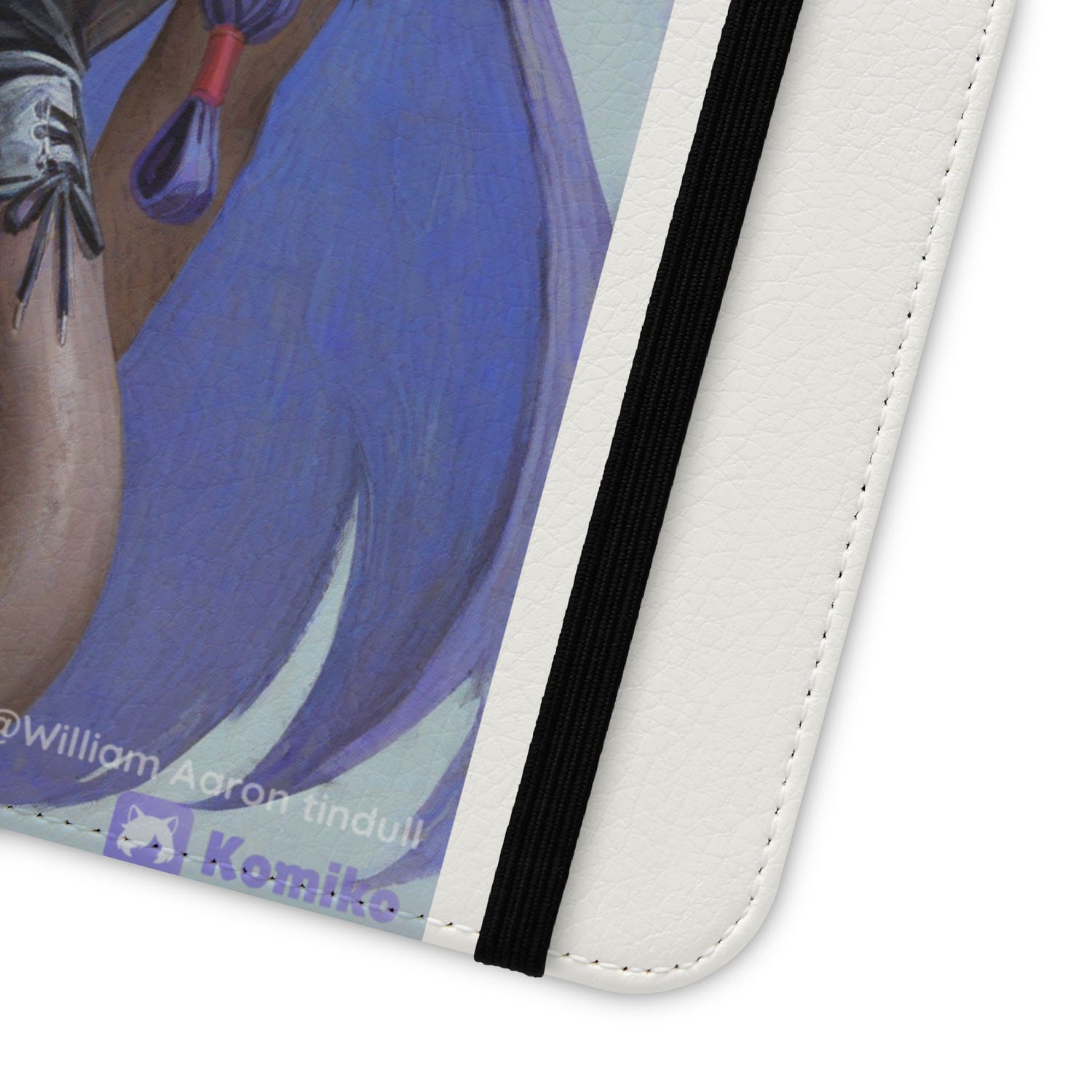Anime Bunny Girl Flip Case - Purple Long-Haired Character Phone Wallet