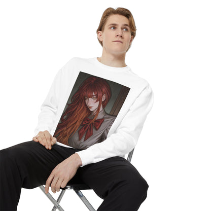 Anime Red-Headed Girl Sweatshirt — Gothic Schoolgirl Art Pullover