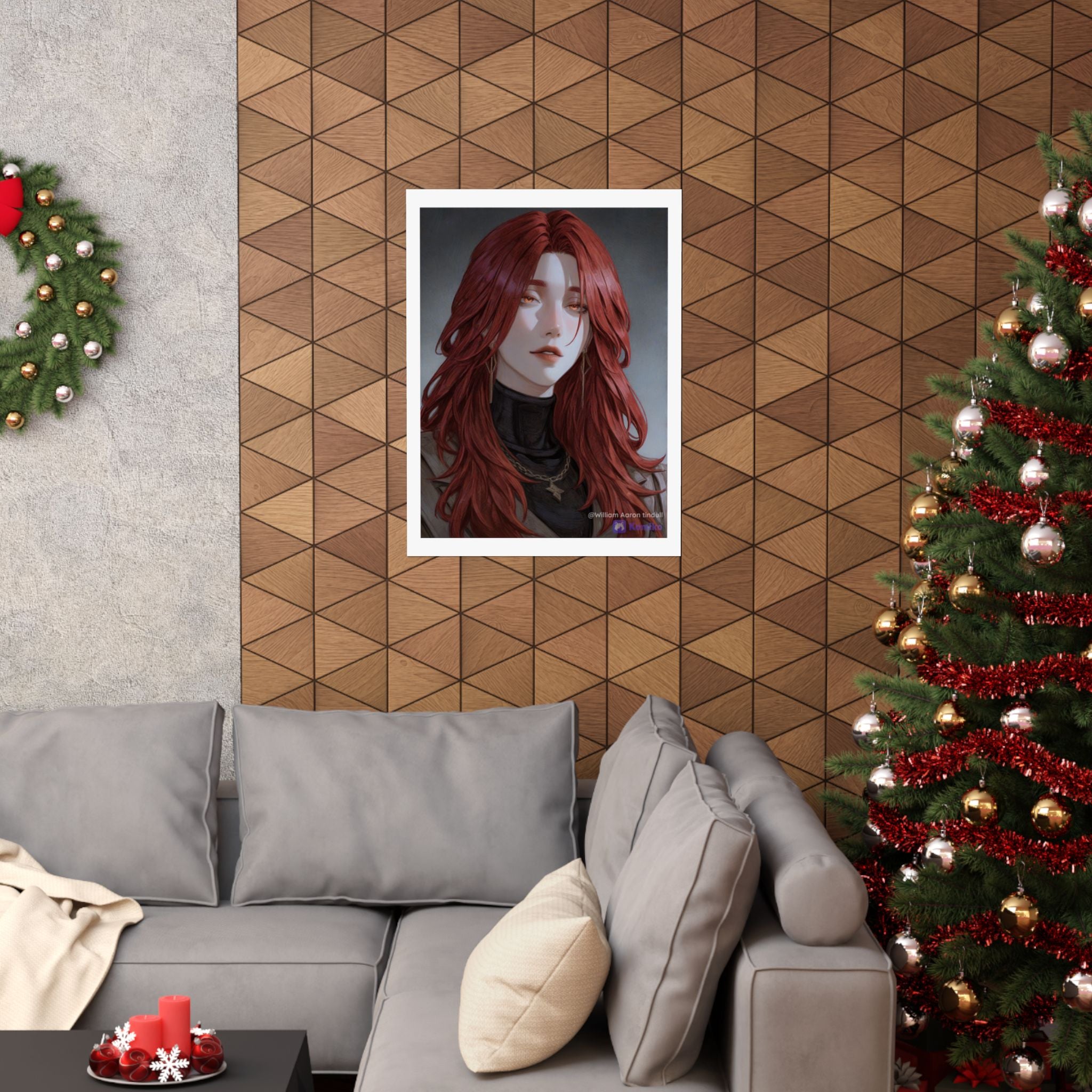 Red-Haired Muse Matte Vertical Poster — Moody Portrait Art Print