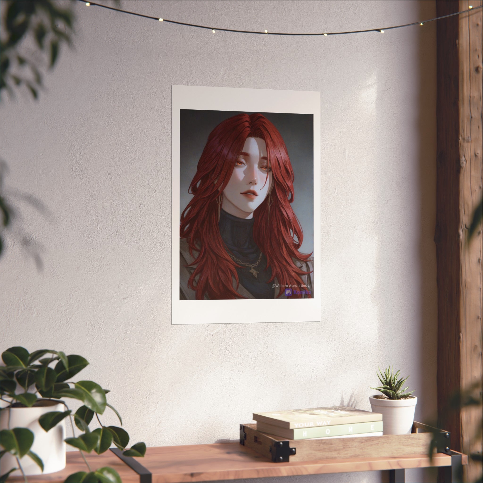 Fine Art Poster — Red-Haired Gothic Portrait, Moody Decorative Wall Art