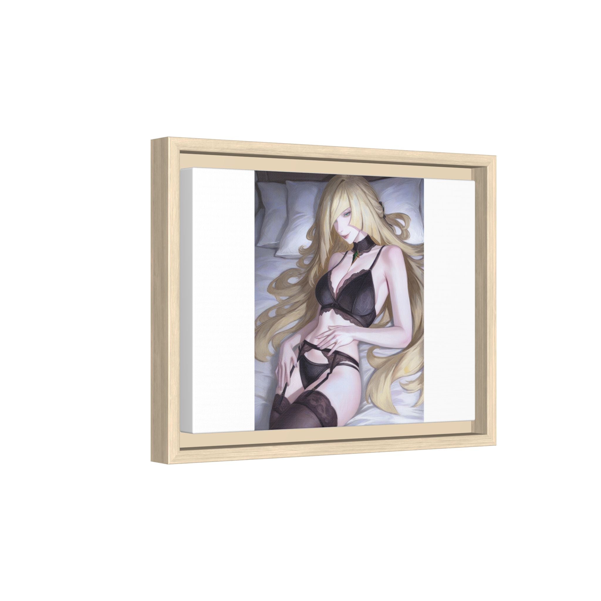 Framed Matte Canvas Print — Sleepy Blonde Anime Pinup