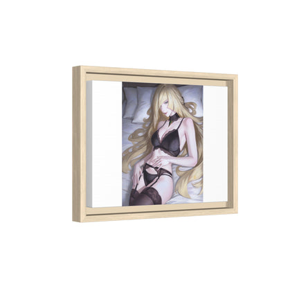 Framed Matte Canvas Print — Sleepy Blonde Anime Pinup